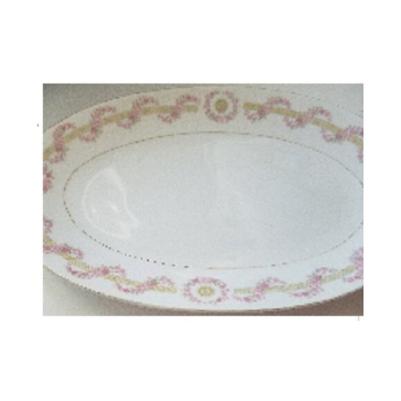 Relish Plate Oval Cheryl by ROYAL M-MITA 10" long Floral Pink - Picture 4 of 12